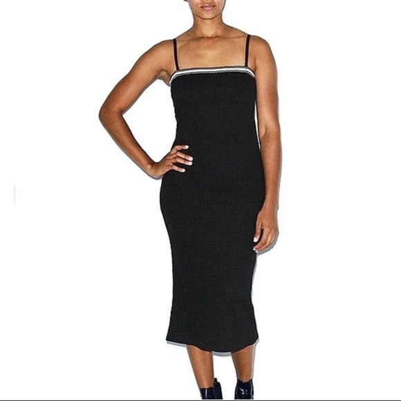 American Apparel NWOT Black Ribbed Midi Tube Dress - Picture 1 of 7